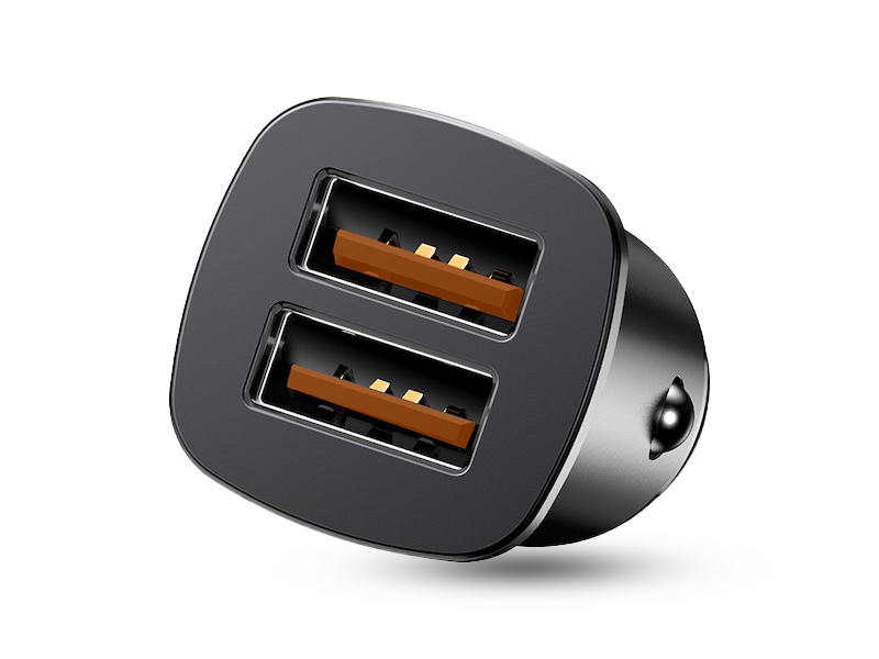 Baseus szivargújtós töltő 30W, 2x USB 3.0 Square Metal – fekete